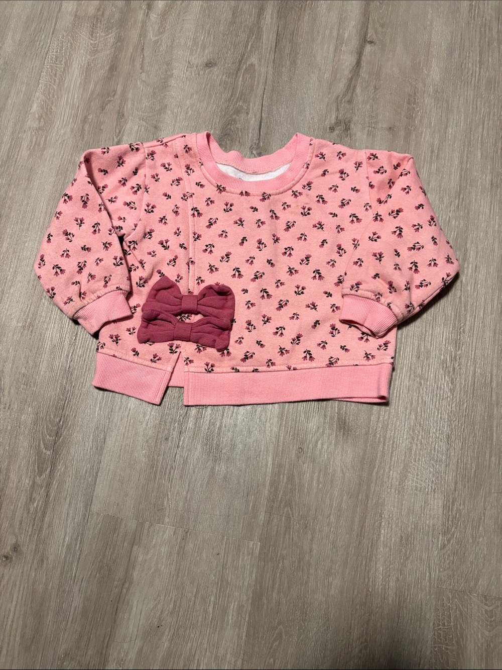 btween Pink Floral Crewneck Sweatshirt with Bow